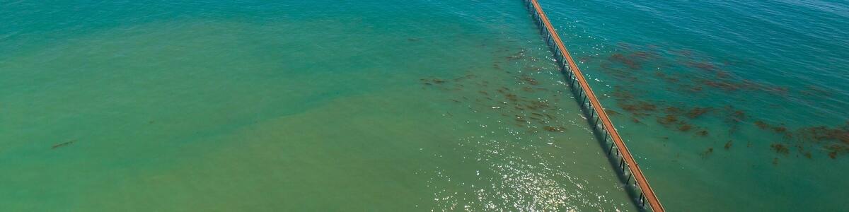 Aerial Photo, Mussel Shoals Beach, Long Pier, HWY 101 CA, Ventura Coast, Carpinteria, Little Rincon