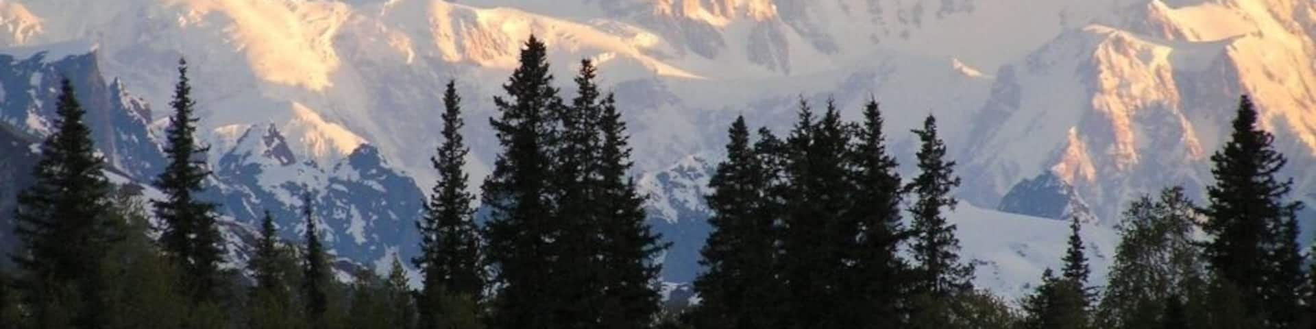 One of those special days when Mt. McKinley (or Denali) is visible for miles and miles. Photo taken from Byers Lake Cabin in Denali State Park, nearly 40 miles away from the peak.