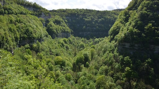The start of the Louegorge with a high road climbing to the plateau, magnificent panoramas