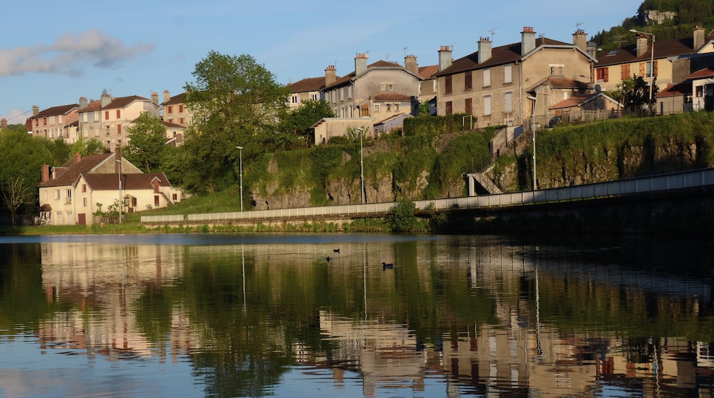 Le Miroir (the mirror) of Ornans with reflections of the houses in the Loue river