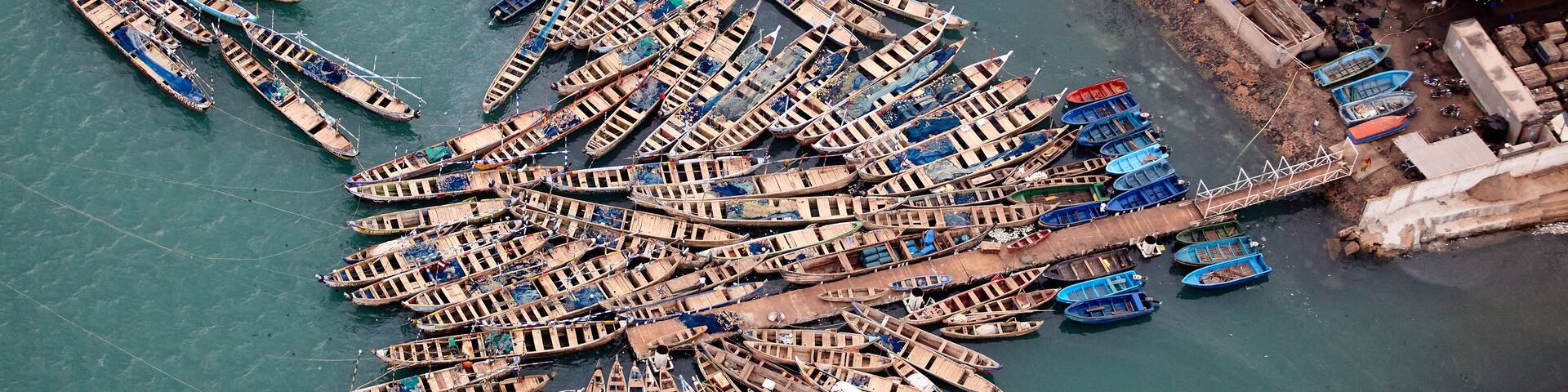 Aerial view of the traditional fishing port of Lomé.Togo 2014