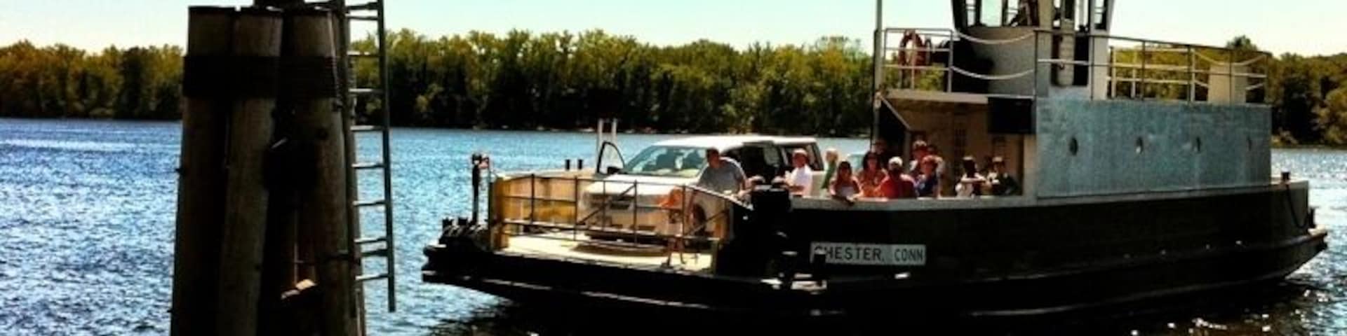 Sometime a #roadtrip requires a boat ride...
Take this car ferry for three dollars to visit Gillette Castle.