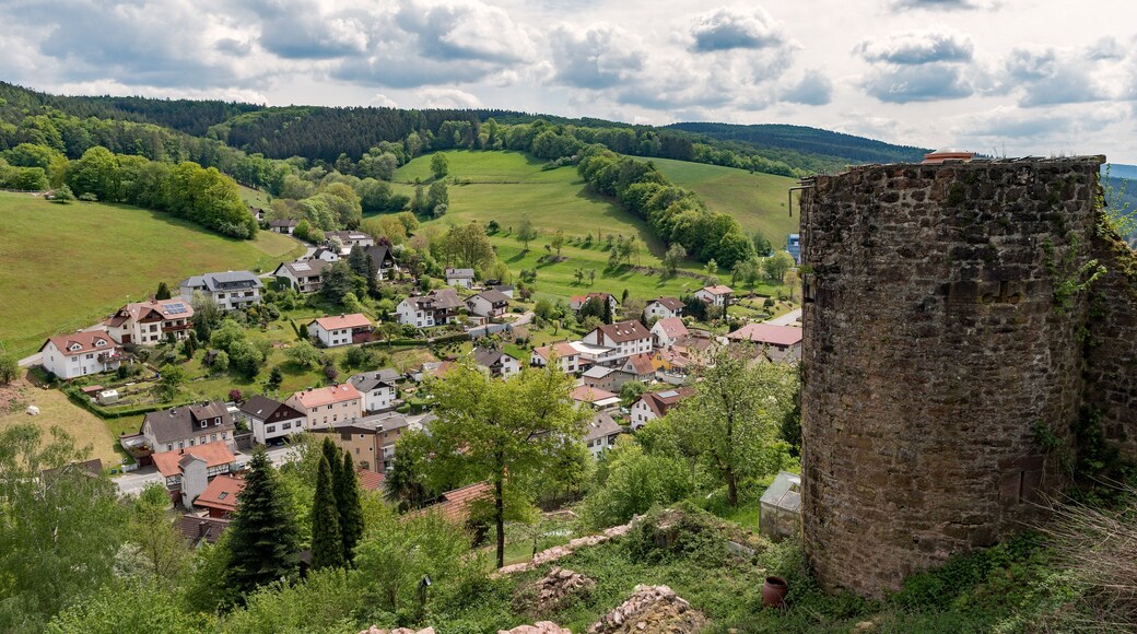 Blick auf Gammelsbach im Odenwald, Gemeinde Oberzent, Hessen, Deutschland
