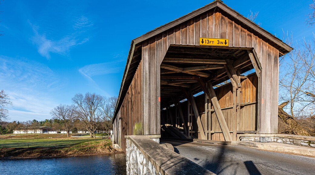 Pinetown Covered Bridge Crossing Conestoga Creek in Lancaster County, Pennsylvania