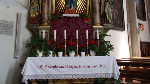 Italy, South Tirol, Wiesen, Pfitscherstraße, Pfarrkirche Hl. Kreuz. The church is mentioned for the first time in a written document in 1337 and it is reported that has been consecrated once in 1434. The present church has a massive bell tower and was built with blocks of granite under the supervision of Adam Schaiter of Sterzing in Late Gothic and Renaissance style. In the 19th century was restored freeding the interior by the Gothic elements. The ceiling frescoes are by Josef Renzler dating from 1841.