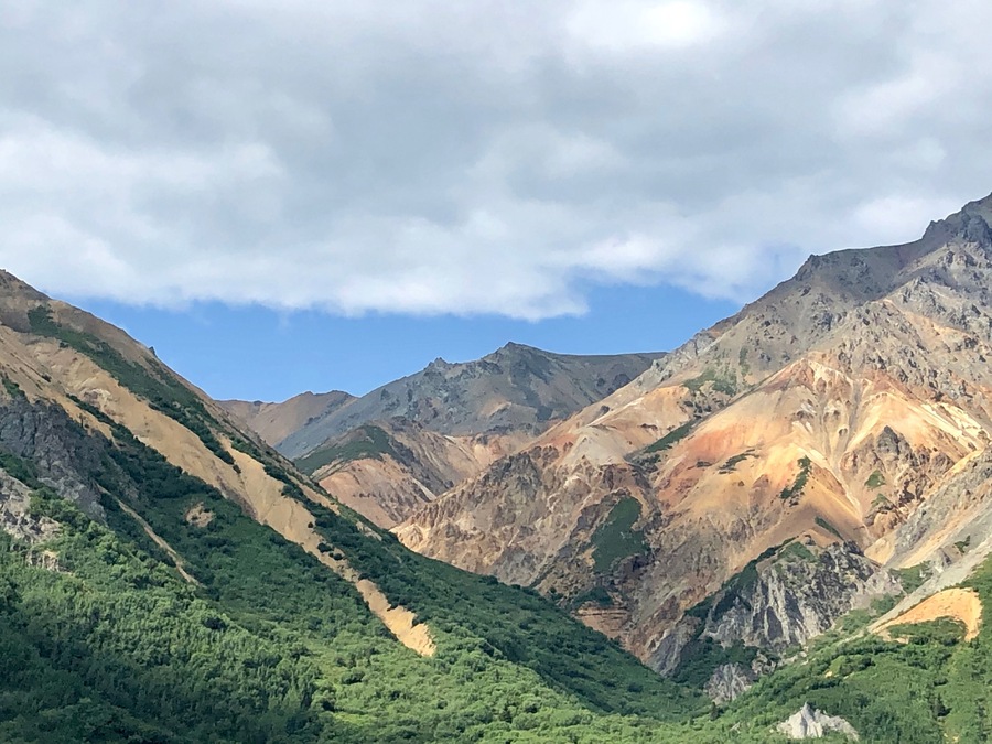 Just a few miles away from the Matanuska Glacier, you pass these beautiful mountains. The colors in the afternoon were just breathtaking.