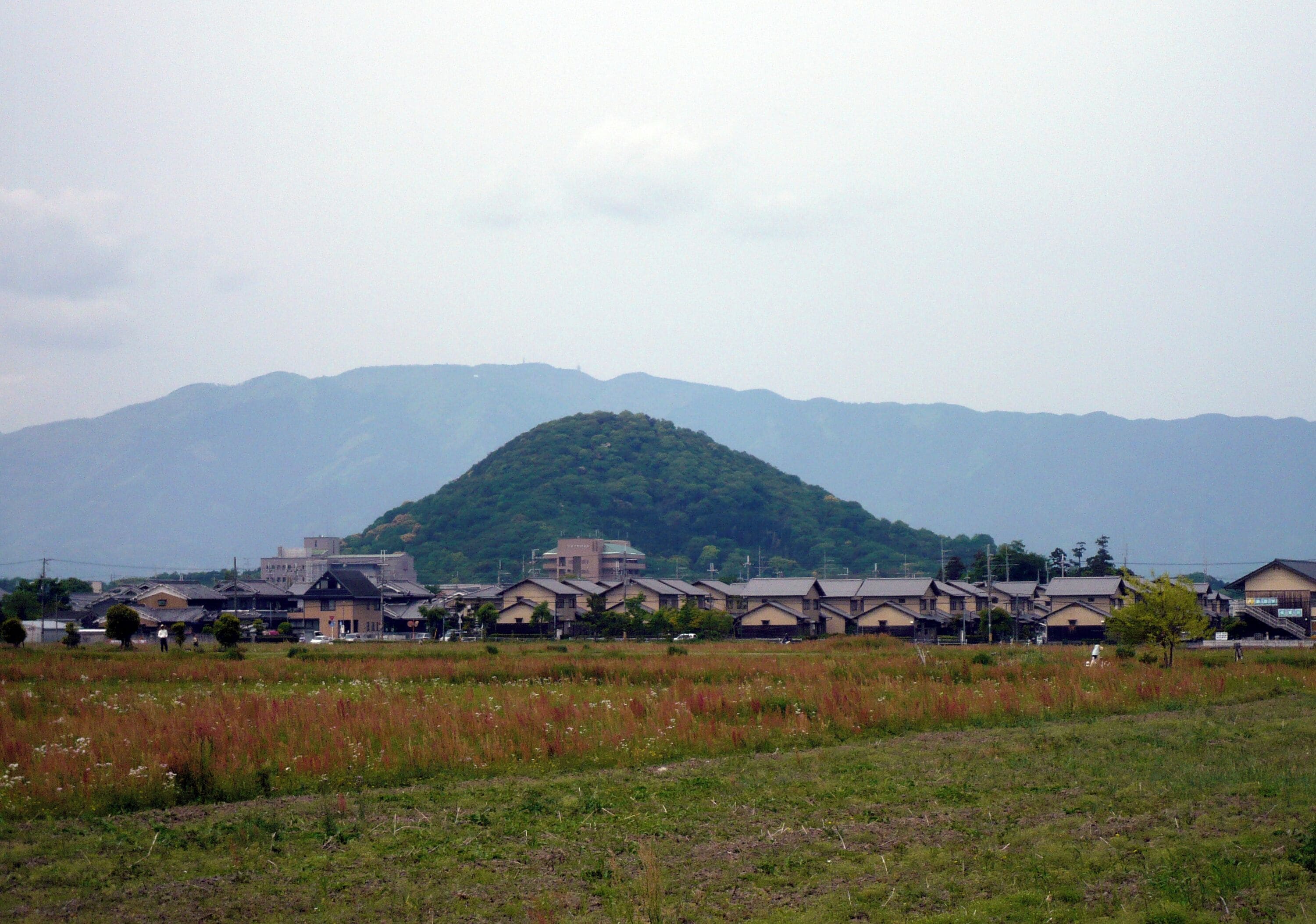 Mount Unebi viewed from Takadono-chō (Fujiwara-kyō ruins), Kashihara, Nara, Japan.
