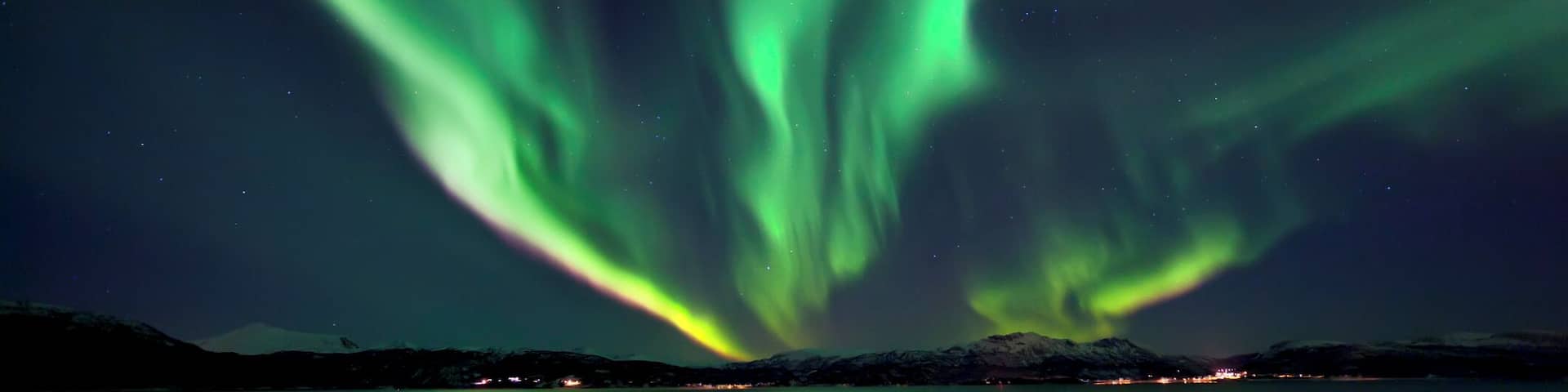 Aurora Borealis over Tjeldsundet in Troms County, Norway.