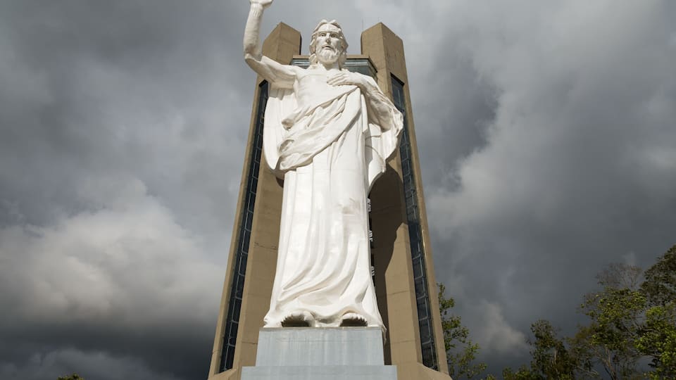 Portrait view of the El Santisimo Jesus Statue near Bucaramanga, Colombia.