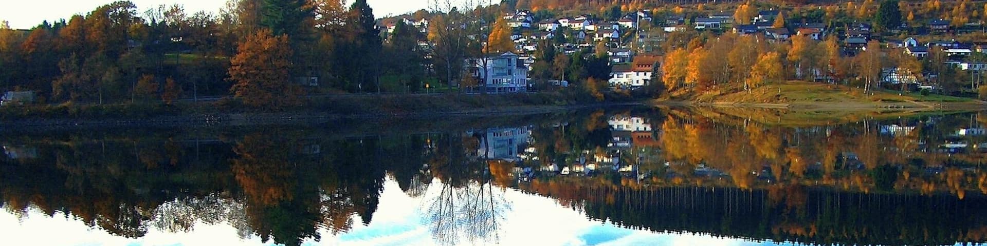 Lake Lister reflections, photo shows Windebruch village, 35 mls east of Cologne