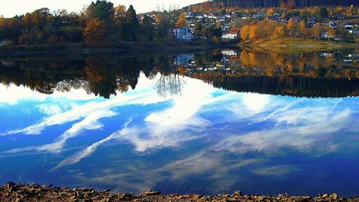 Lake Lister reflections, photo shows Windebruch village, 35 mls east of Cologne