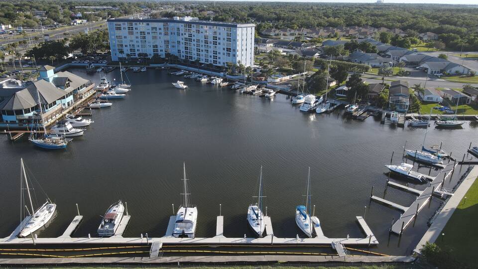 large canal and docks at New Port Richey, Florida