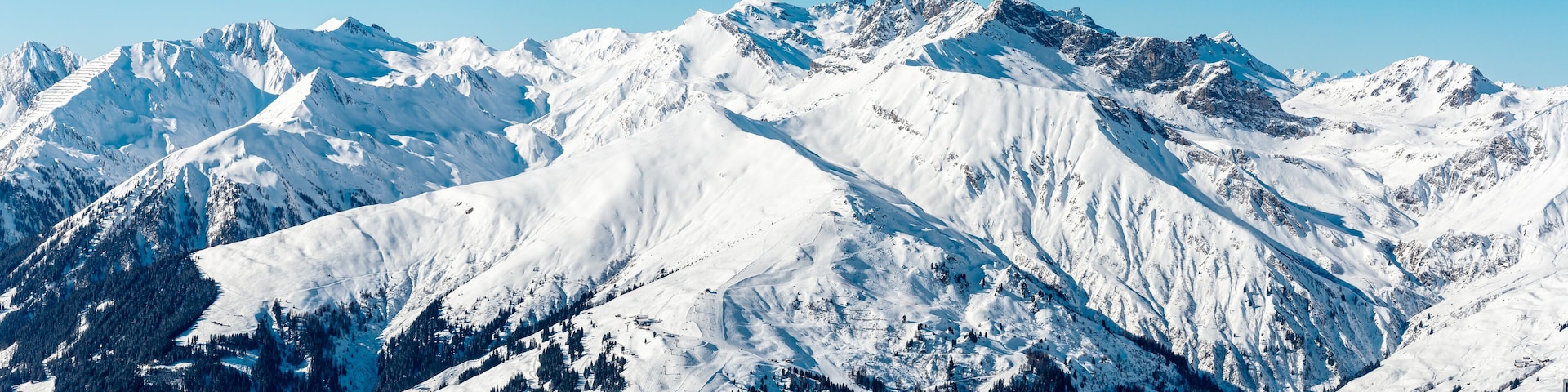 View from the Penken Mountain, Mayrhofen ski resort , to the Eggalm ski resort