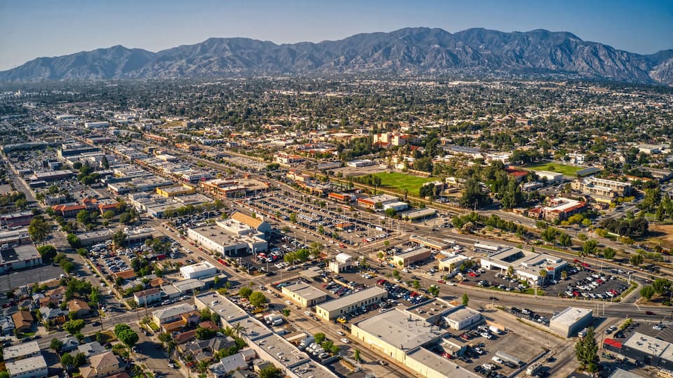Aerial View of the San Fernando, California Downtown Business Center