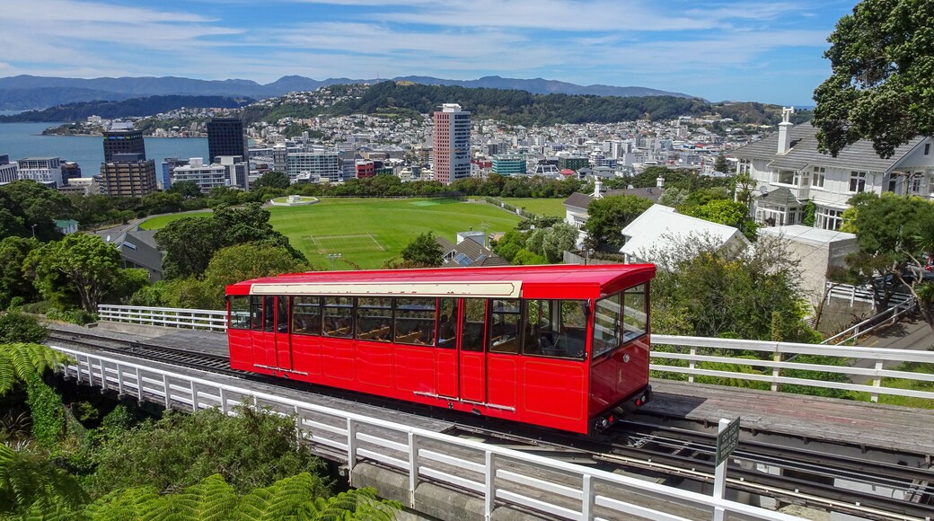 Wellington Cable Car ascending on a beautiful day. Wellington New Zealand, Shutterstock ID 1354194941, Purchase Order: SP-1822 ANZ-18120 Wotif Search Engine - Destination Imagery, Order Number: , Clie