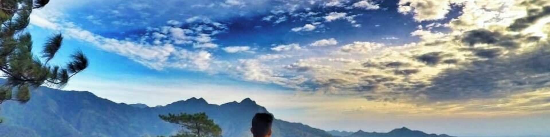 at the peak of bucari overview the rice terraces and the mountain ranges of leon, iloilo, phils. the summer capital of iloilo city.