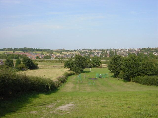 Children's playground, Castle Gresley. Children's playground in field from Mount Pleasant Road, Castle Gresley looking towards Church Gresley in the distance