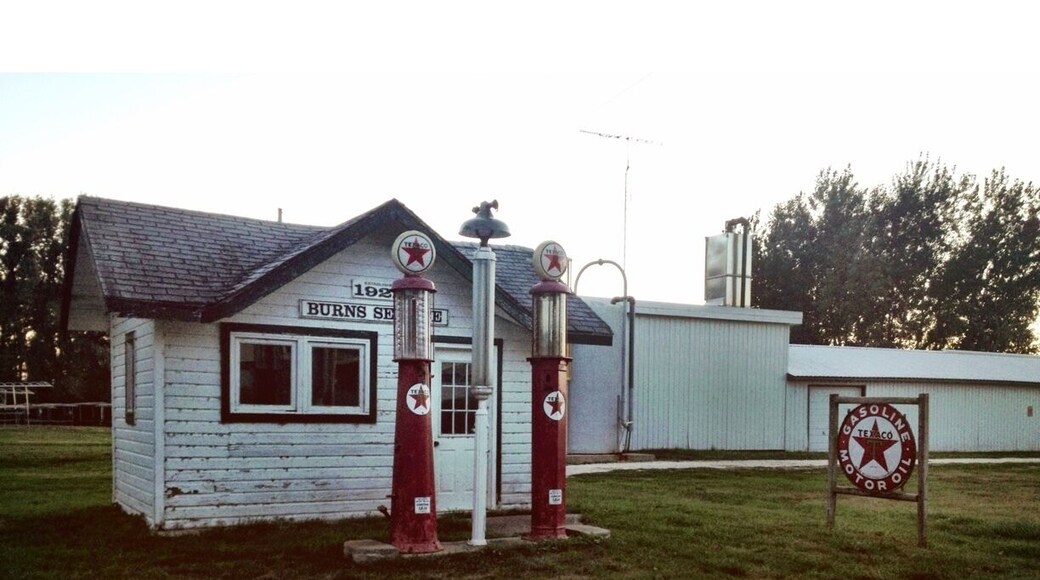 Burns Service, an old vintage 1922 period gas station along the bike trail at Twin Lakes.