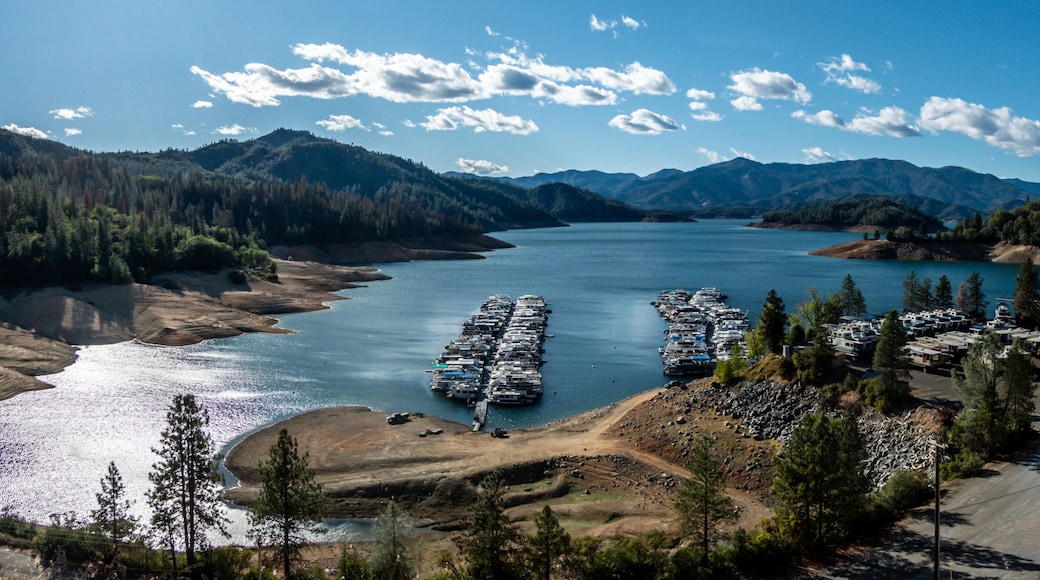 Water level is low at Lake Shasta in Northern California