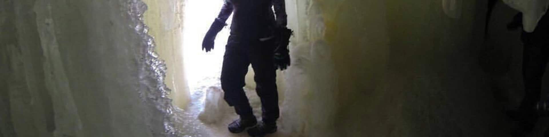 Exploring inside the Eben Ice Caves. (Don't forget your @Yaktrax! ;-) #LIfesAnAdventure #Upnorth