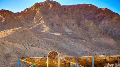 Sea, mountain, rocks, hut. Loved this scene near Dahab, Egypt
