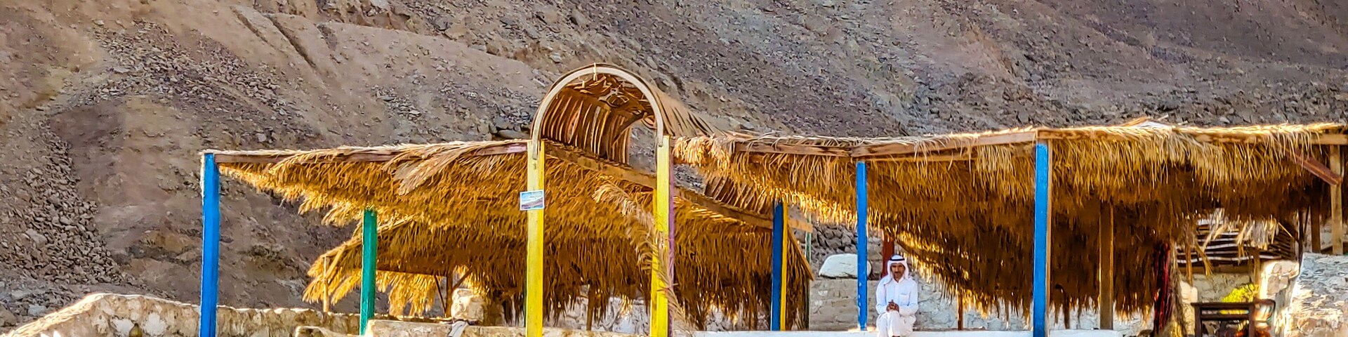 Sea, mountain, rocks, hut. Loved this scene near Dahab, Egypt