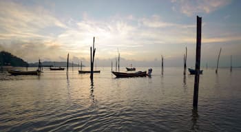View of a beautiful morning in a fishing village in Kuantan, Pahang, Malaysia.
