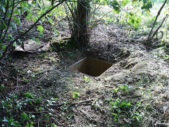 Hollingbourne Zero Station - escape tunnel. The rear entrance (or exit) from Hollingbourne Zero Station http://www.subbrit.org.uk/sb-sites/sites/h/hollingbourne_zero_station/index.shtml on the edge of the woodland next to Drakes Lane. A Zero Station was a WWII secret underground radio station for receiving/transmitting local intelligence in the event of a German invasion. See my other pics of this site https://www.geograph.org.uk/search.php?i=3722179&displayclass=full