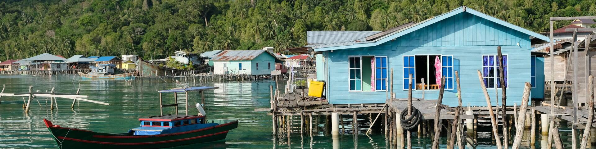Anambas Islands Indonesia - Terempa fishing village Siantan Island at sunrise