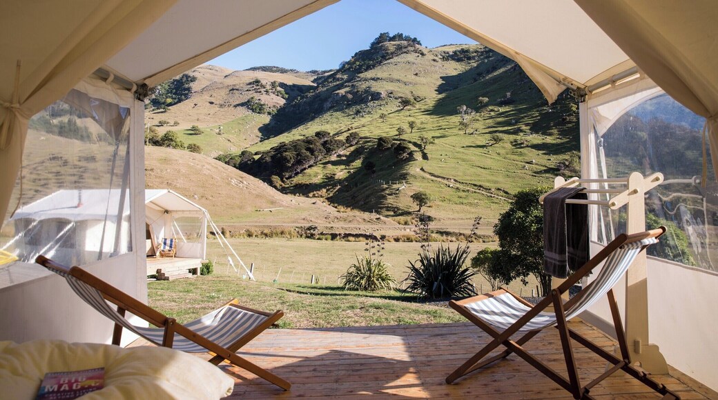 Glamping in Lavericks Bay is a must do if visiting the Banks Peninsula, just up the road from the bay, tucked away on a local family farm, there's plenty of room for up to 7 people, with an outdoor bath and outdoor kitchen, it's so cute and cozy!