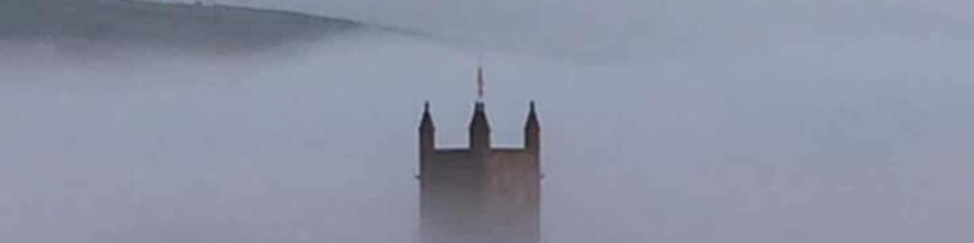 Misty winter morning in Mossley, Lancashire.