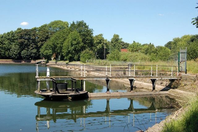 Olton Mere (12) Valve gear at Olton Mere, a large secluded expanse of water in the heart of Birmingham's eastern suburbs. The reservoir supplies water to the nearby Grand Union Canal and is also the home of Olton Mere Sailing Club. This photograph was taken by permission of British Waterways staff.