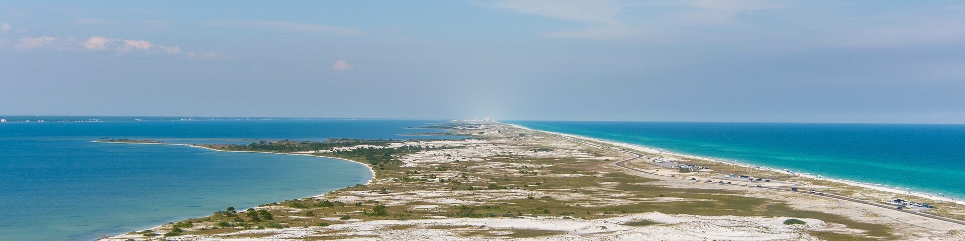 Aerial view of the beach in Pensacola, Florida