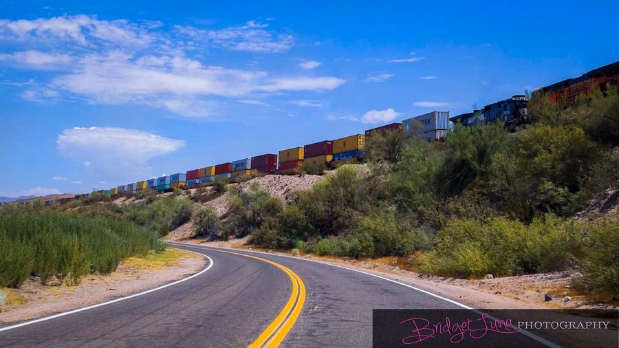 Watching the train go around the bend.