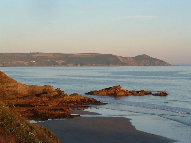 Rame Head from Freathy beach Glowing in evening sunlight