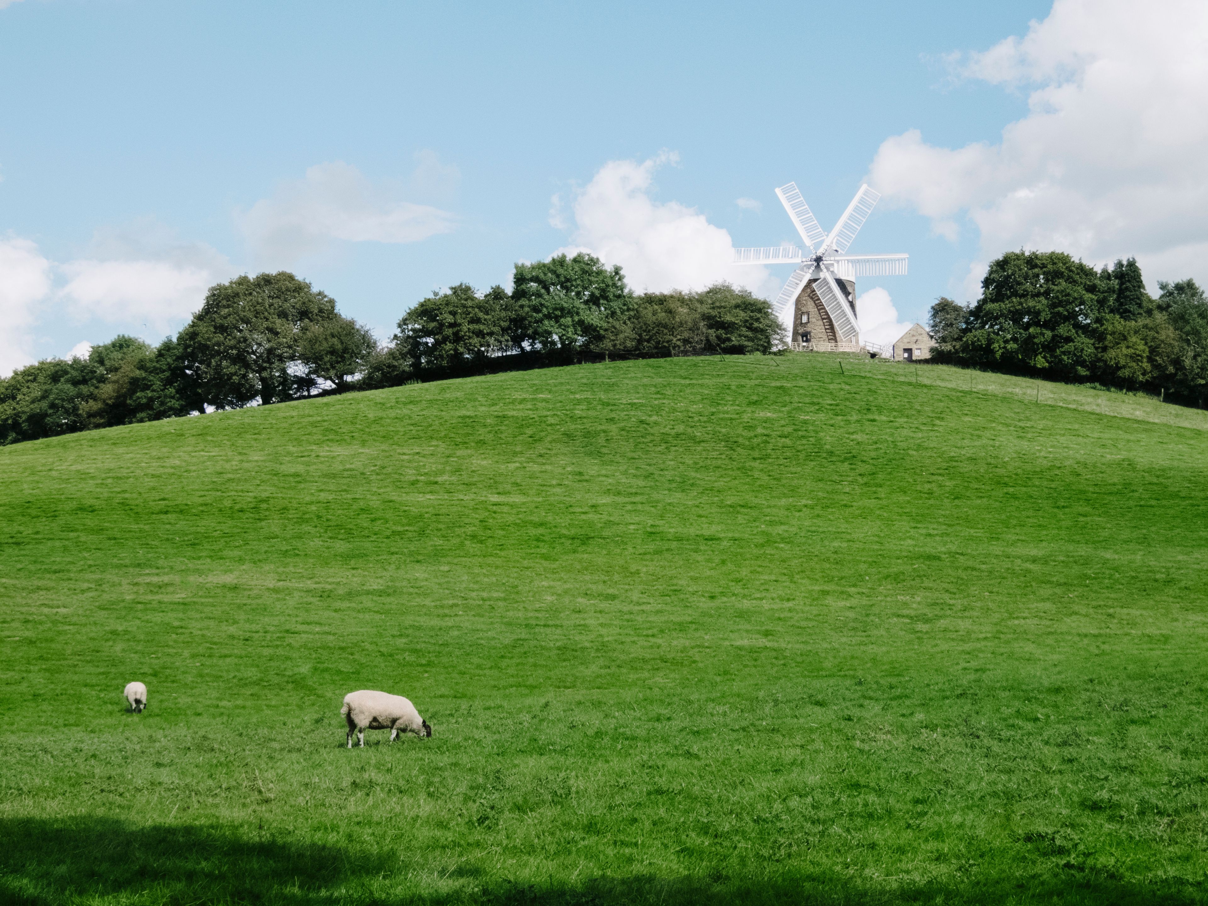 Six sail windmill on the brow of a hill. Derbyshire, UK.