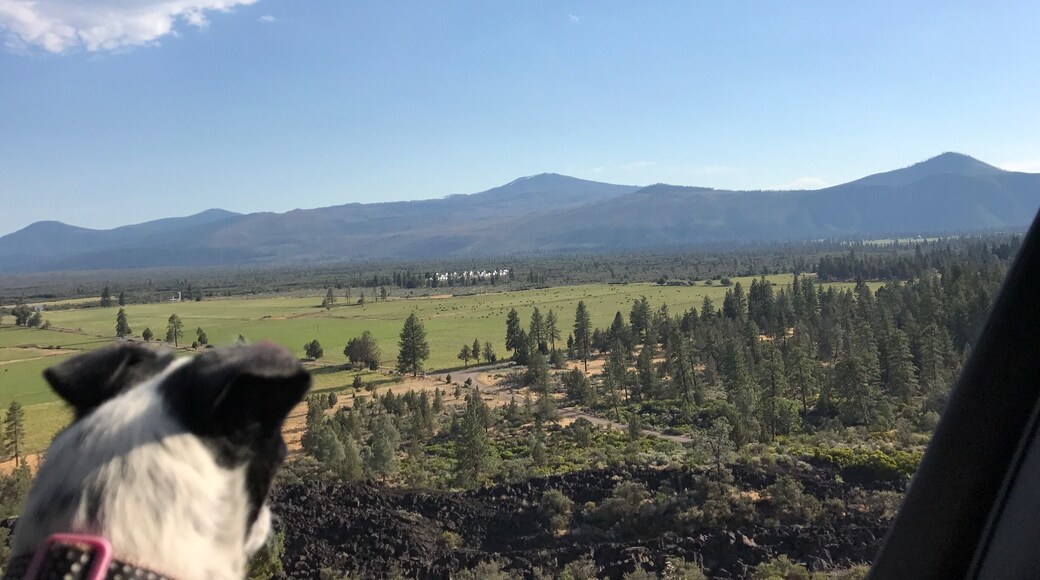 The ranch is below in the distance as the road climbs to the launch zone for paragliding and hang gliding