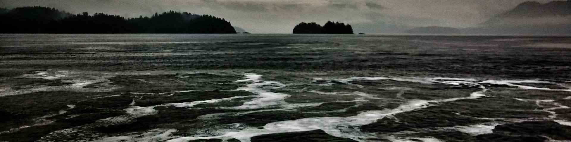 On the ferry headed to the Sunshine Coast. The view was incredible despite it being cloudy and showers.