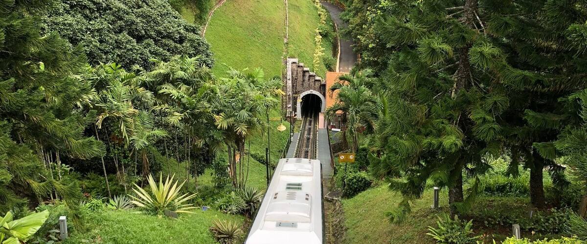 A 10 minute cable car ride up a really steep track to the highest point in Penang. Tonnes to do up there - you could easily spend the day.