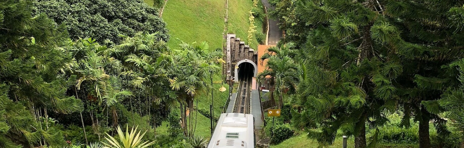 A 10 minute cable car ride up a really steep track to the highest point in Penang. Tonnes to do up there - you could easily spend the day.