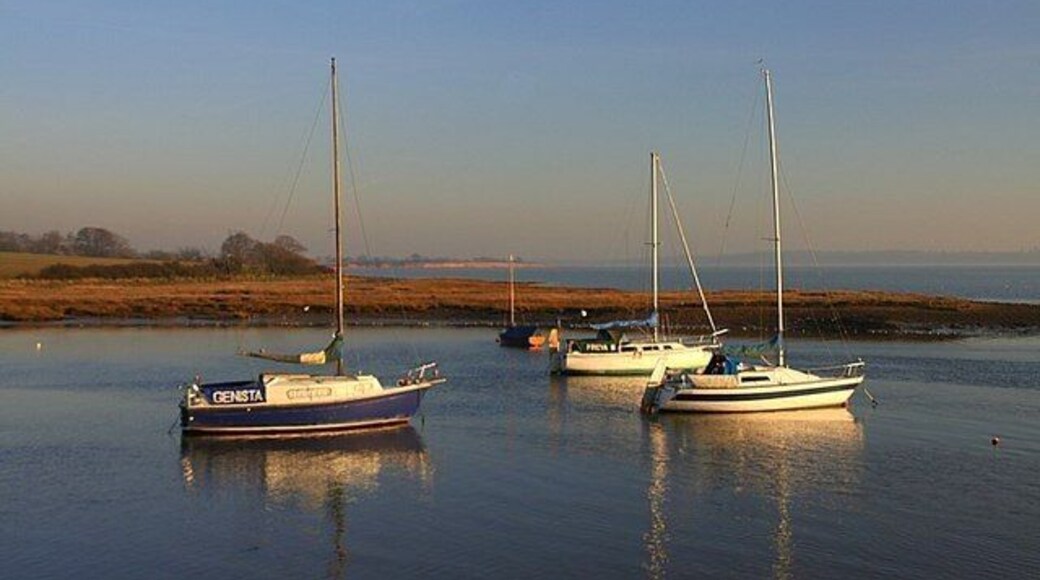 Evening Calm Looking east across the mouth of Holbrook Creek, and along the Suffolk bank of the River Stour