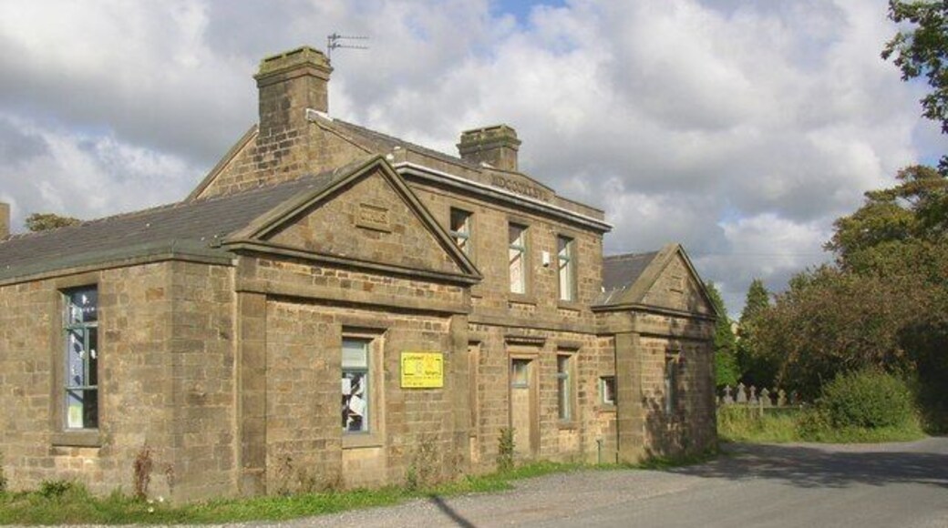 Ladyewell Nursery, Fernyhalgh, Broughton This was built in 1836 (date in Roman numerals at the centre of the parapet) as a Roman Catholic school, and is similar to the Church of England 'National' schools of the same period. Notice the inscriptions 'Girls' on the left gable and 'Boys' on the right gable. The graveyard can be glimpsed to the right (see other photograph).