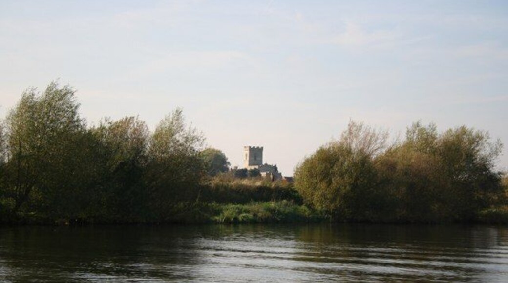 Across the Trent. River Trent and St.Wilfrid's church 53834 at North Muskham beyond