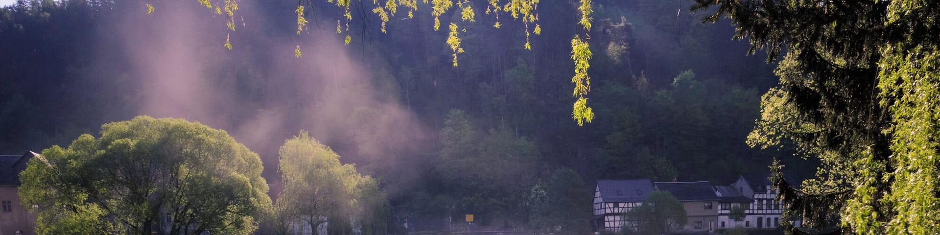 One of the most important rivers in the German federal state Thuringia is the Saale river, sourced in Northern Bavaria and flowing into the Elb river near Magdeburg. For the Thuringian Highlands in the early 19th century it was the root of many floods, but also sometimes ran dry in summer. This resulted in the build of the Bleiloch dam near Saalburg, damming up the largest water volume in Germany. In the 1950's (GDR) another Saale dam in Thuringia was build (Hohenwarte) for producing hydro-electric energy for the steel industry (Maxhütte) in Saalfeld/Unterwellenborn. So the Saale gets dammed up two times and in between of those two dams, the nice little town of Ziegenrück is placed and starting point for motor-boating or water sports activity.