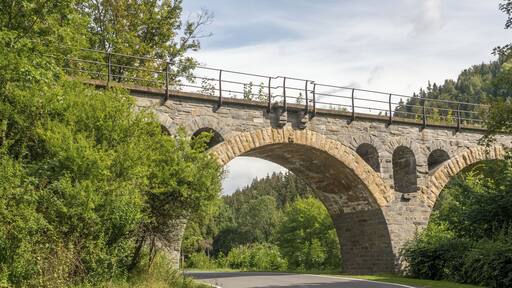 Railway viaduct across the river Saale in Ziegenrück in Thuringia