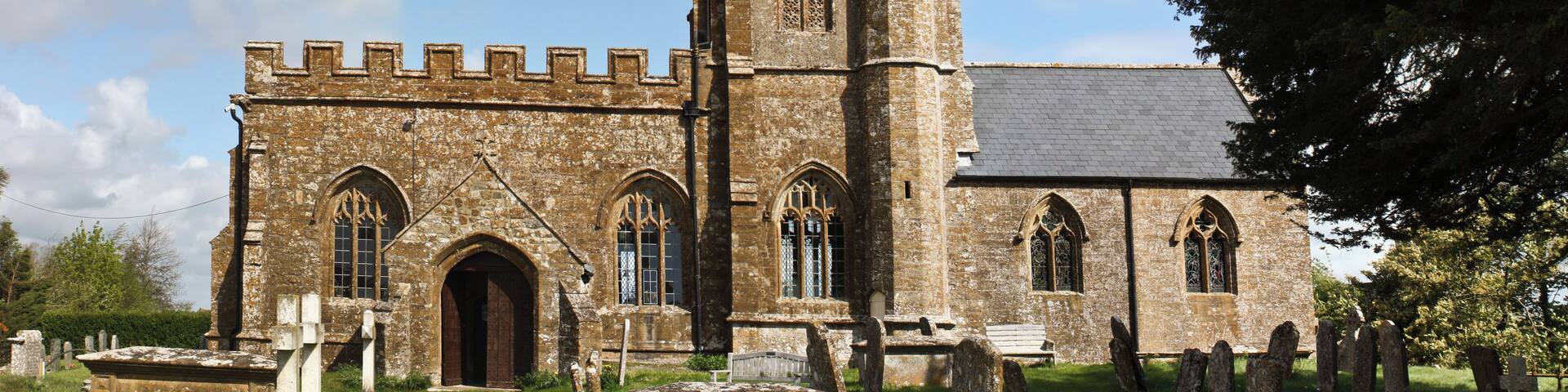 Parish church of St John the Evangelist and All Saints, Kingstone, Somerset, seen from the south. Image stitched from nine separate photographs.