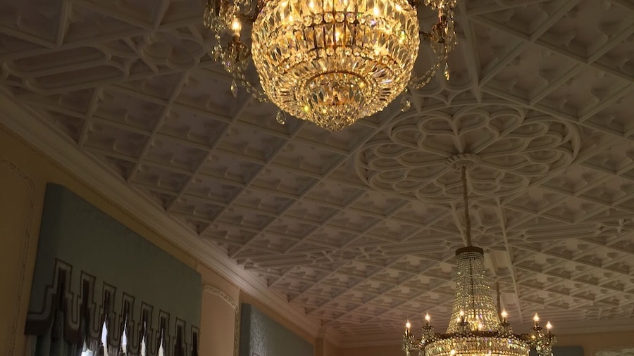 The elegant Victorian ball room at the eccentric Hampton Court Castle