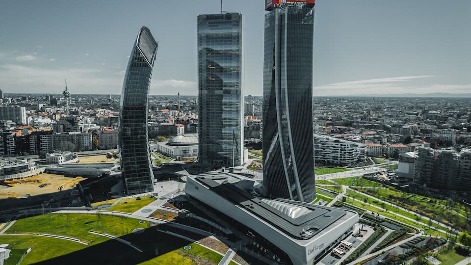 Skyscrapers of Milan drone photography