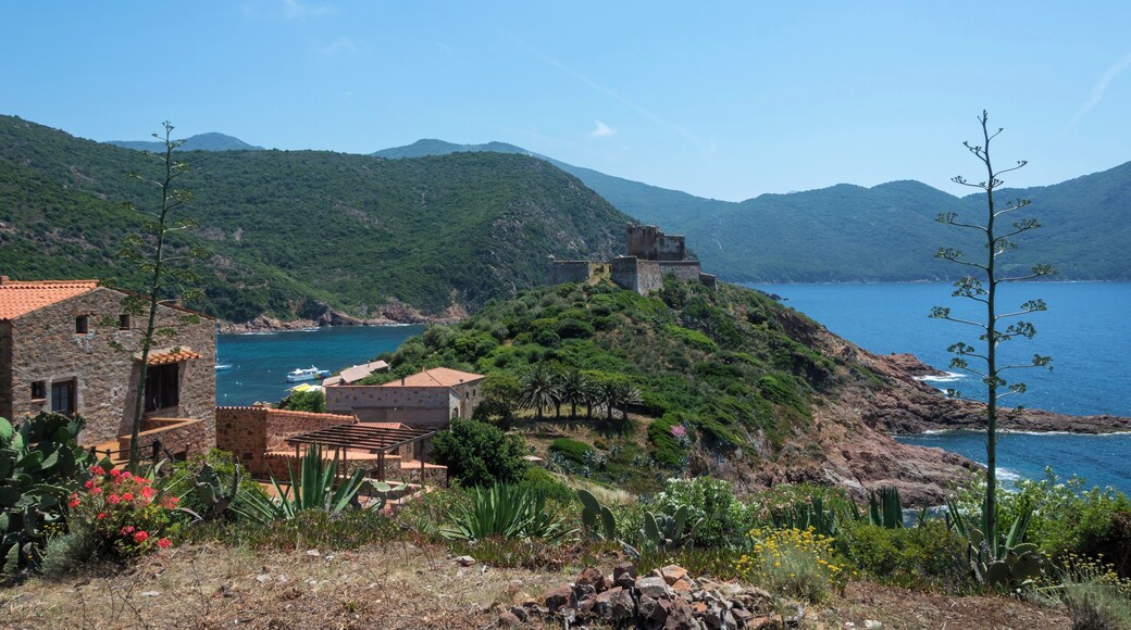 View over the village Girolata (Corsica) with the genoese Fort.
