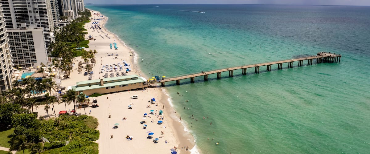 Sunny Isles Beach, Florida - Aerial of Newport Fishing Pier,